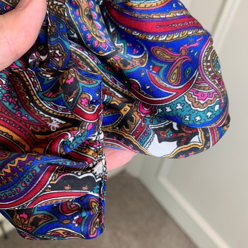 Vintage Paisley Silky Blouse Sz 6 80s - Picture 8 of 8